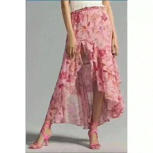 NWT Misa Los Angeles Anthropologie Seva Maxi Skirt Size S Pink Florals Slit